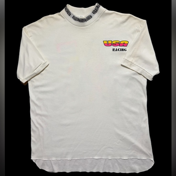 Vintage Designs USA Racing Shirt Mens XL White Pin Up Motorcycle 80s - Picture 2 of 13